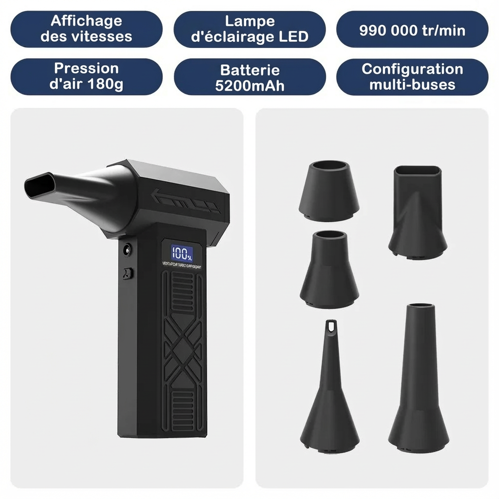 P80 ventilateur 990000 tr/min Turbo ventilateur Jet 4 vitesses vitesse réglable électrique plumeau d'air type-c charge puissant souffleur d'air outil de nettoyage