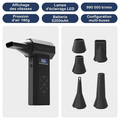 P80 ventilateur 990000 tr/min Turbo ventilateur Jet 4 vitesses vitesse réglable électrique plumeau d'air type-c charge puissant souffleur d'air outil de nettoyage